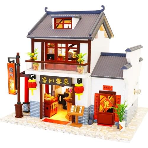 Doll house Furniture Wooden Miniature DIY Kit with Dust Cover Music Box Assemble Crafts Toy Best Birthday Gift For Children Girl