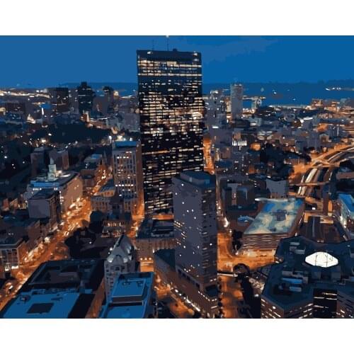 MaHuaf-j297 Boston Massachusetts evening skyscrapers painting by numbers paint canvas for home decor