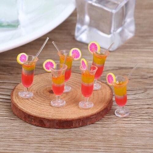 6Pcs 1:12 Dollhouse Miniature Drink Juice Cups Dolls Kitchen Food Accessories