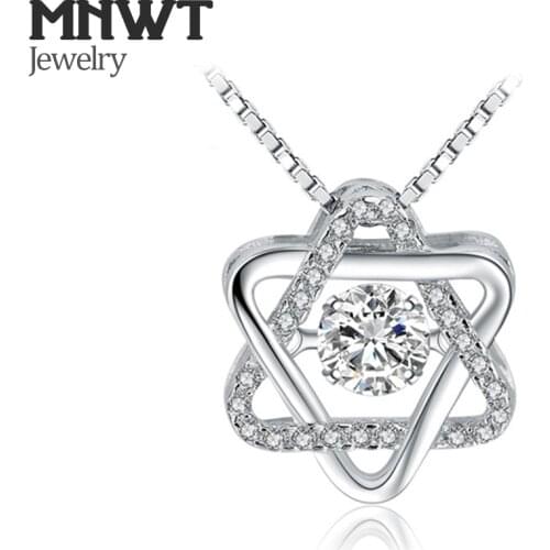 MNWT Fashion Dazzling Zircon Necklace Crystal David Star Pendant Necklace Jewelry For Women Party Christmas Jewelry Gift