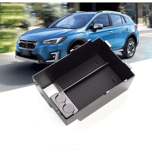 For Subaru XV Crosstrek GT 2017~2020 Central Armrest Storage Box Center Console Flocking Organizer Containers Tray Accessories