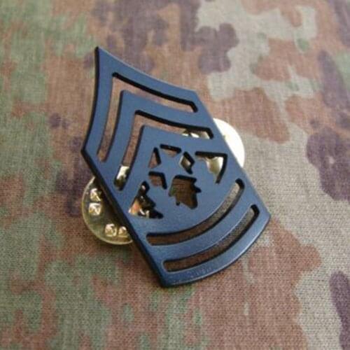 PAIR US ARMY MASTER SERGEANT MAJOR RANK METAL INSIGNIA BADGE PIN BROOCH BLACK