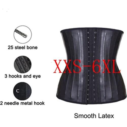 Plus Size 6XL 5XL Latex Waist Training Cincher Corset 25 Steel Boned Workout Body Shaper For Women