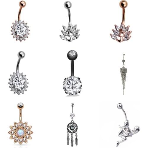 Crystal Dangling Party Stud Barbell for Woman Body Jewelry 1pc Sexy Navel Piercing Belly Button Rings Bar