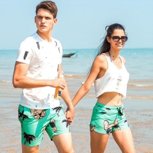 SD625 Trend green dog print cool beach shorts swimwear holidy couple women men swimsuit sunga board surfing swim trunk shorts