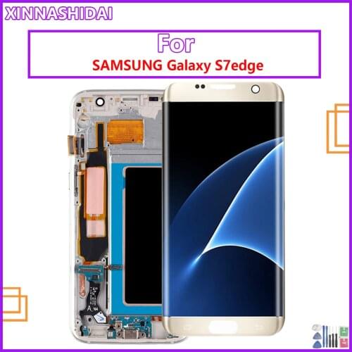 5.5'' Replacement The Burn-Shadow Display For SAMSUNG S7 Edge Pantalla G935 G935F LCD Screen Repair With Frame