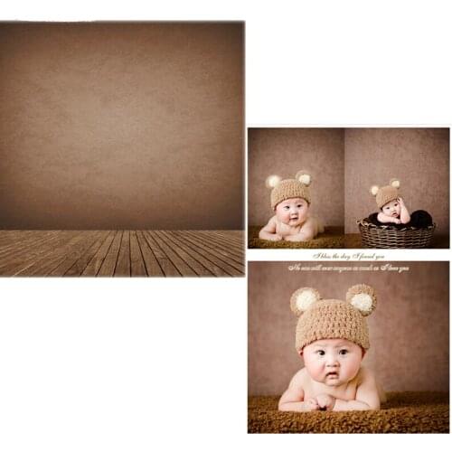 DAWNKNOW Vinyl Backdrops For Photo Studio Brown Wall New Fabric Flannel Photography Background Wood Floor For Children 6740
