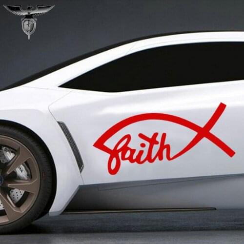 EmpireYing 3 Sizes 8 Colors Faith Fish Devout Catholic Christian Religious Lettering Art Car Sticker Bumper Window Vinyl Decals