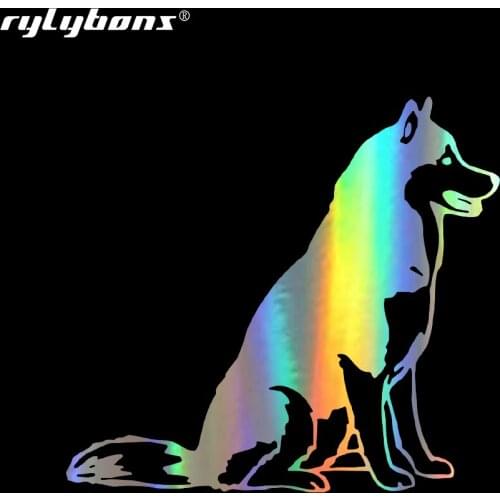 Rylybons 12cm*13.7cm Funny Husky Car Stickers Door Window Decals Vinyl Car Sticker for Auto Products Car-Styling Accessories