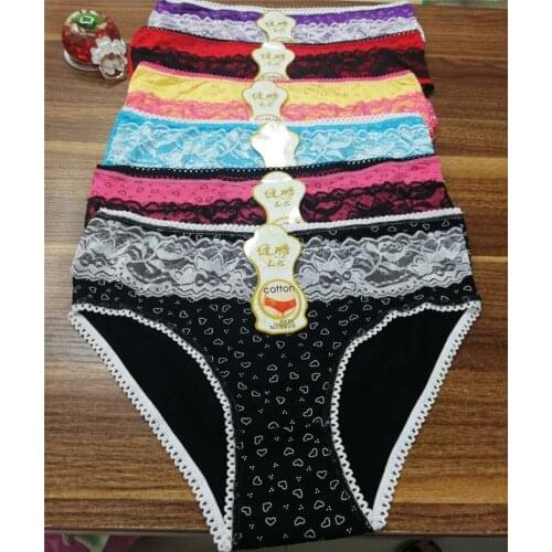 Jian Peng kawaii printed heart low-Rise briefs underwear women sexy lace panties lady Modal solid and durable underpants