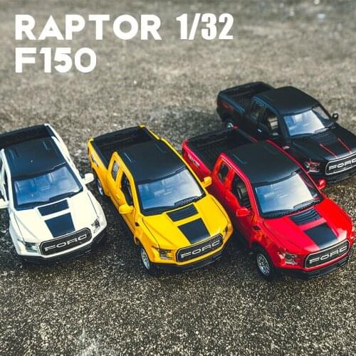 1:32 Ford F150 Raptor Pickup Truck Diecast Toy Car Model With Sound Light Pull Back Vehicle For Kids Boy Gifts Toys