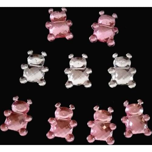 100pcs/lot 15X12mm Acrylic Teddy bear Crystal Rhinestones Baby Shower Favor Table Scatter Confetti Girl Boy Show Decoration