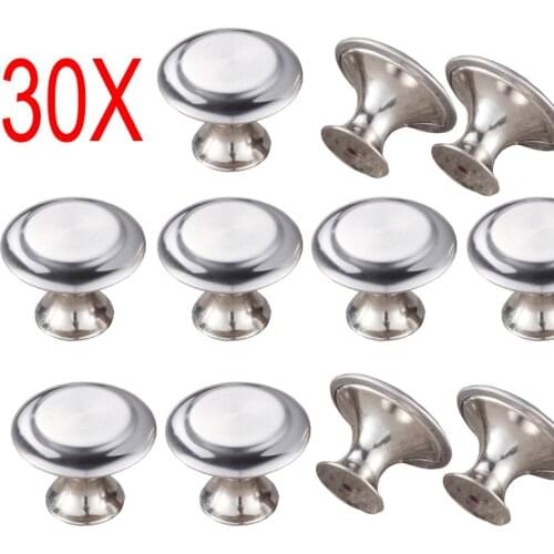 30 Pieces Cabinet Knobs Stainless Steel Cupboard Pull Drawer Knob Wardrobe Round Handle Kitchen Pulls Furniture Hardware Factory