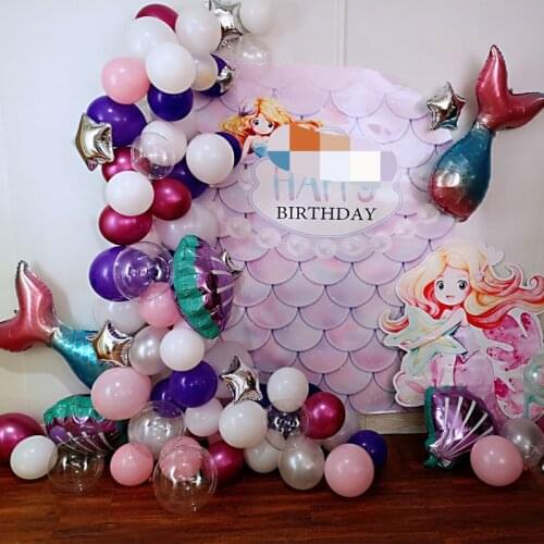 32/40 Inch Mermaid Party Balloons Number Foil Balloon Helium Globos Mermaid Birthday Party Decorations Baby Shower Decor