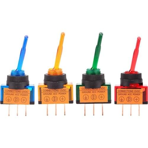 4 Pieces Blue/Red/Green/Orange 12V 20A LED Light Rocker Toggle Switch On/Off