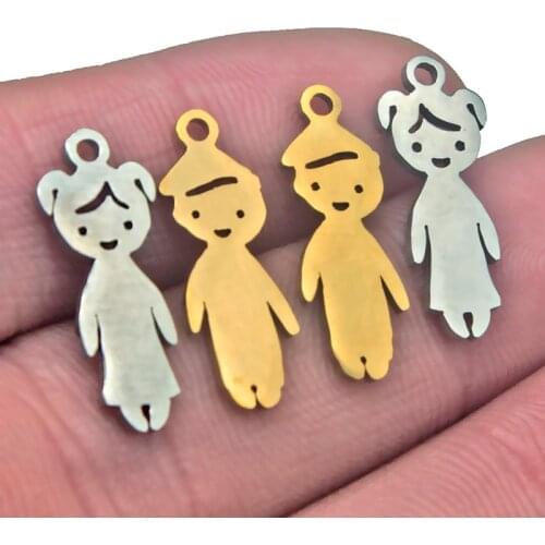 5pcs High Quality Stainless Steel Gold Boy Girls Small Charms Pendant Polished Jewelry Making Earring Accessories Diy Necklace