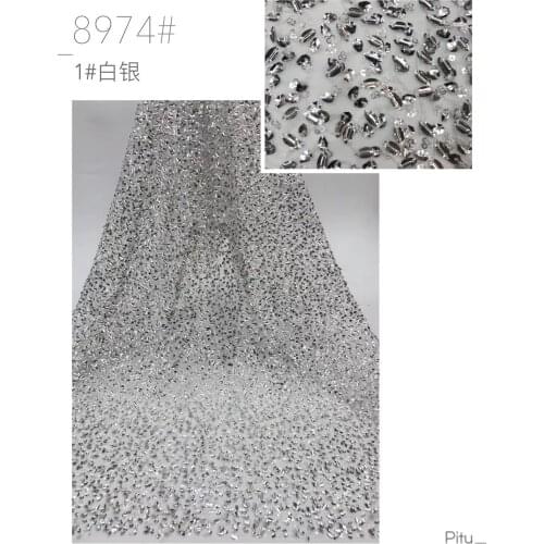 5yards/bag Embroidery sequins 2020 new fashion European and American style fabric for wedding dress design ST59