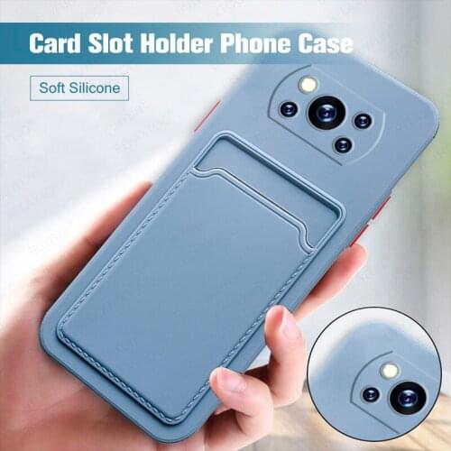 For Xiaomi Poco X3 NFC Candy Color Card Slot Wallet Phone Case For Poko Poxo X 3 Pro X3Pro Soft Silicone Shockproof Cover Fundas