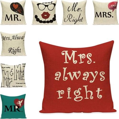 Letter Cushion Cover Print Linen Decorative Pillow Case Sofa Throw Pillowcase Car Seat Accessories Home Textile Decor 45x45cm