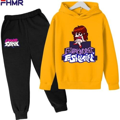 Children hoodies cartoon Friday Funk Night children sweatshirts 2-piece girls and boys printed tops+trousers sportswear Clothes