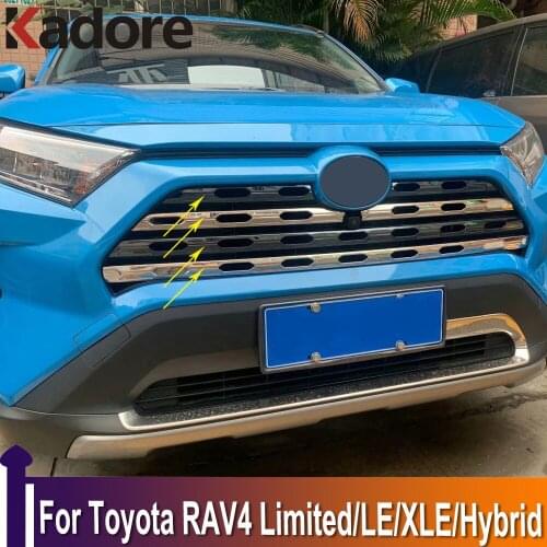 For Toyota Rav4 Rav 4 Limited/LE/XLE/Hybrid 2019 2020 2021 Front Bumper Grille Decoration Molding Cover Trims Accessories