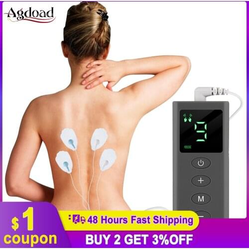 EMS Tens Machine 4 Modes 9 Intensity Muscle Stimulation Pulse Kneading Massage Tens Electroestimulador for Body Pain Relief