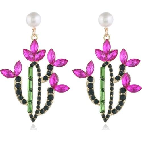 Ethnic Handmade Multi Color Rhinestones Crystal Flower Drop Earrings for Women Wedding Party Fashion Statement Earrings Jewelry
