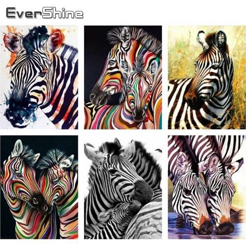 Evershine Diamond Embroidery Animals Full Square Drill Painting Rhinestone Mosaic Full Layout Cross Stitch Zebra Crafts Kit