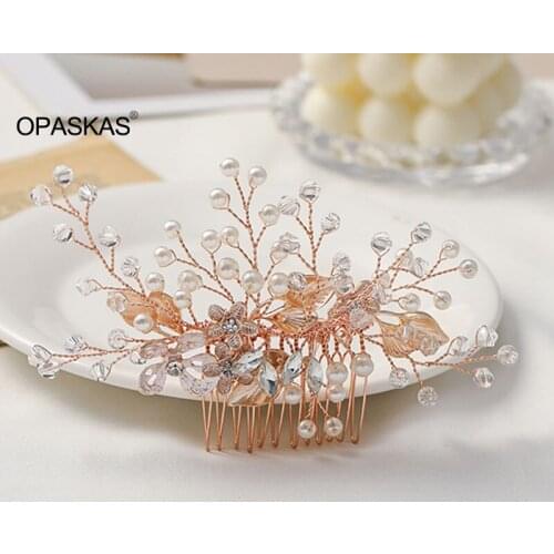 Hand made leaves and flowers water drill hair comb temperament bride hair accessories PT