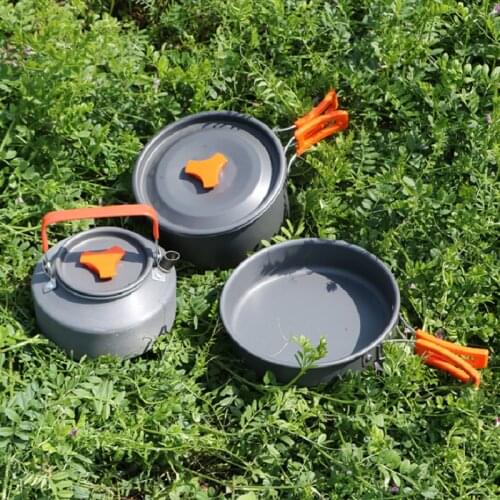 Combination Three Piece Travel Hiking Picnic Barbecue Tableware Equipment Outdoor Cooker Set