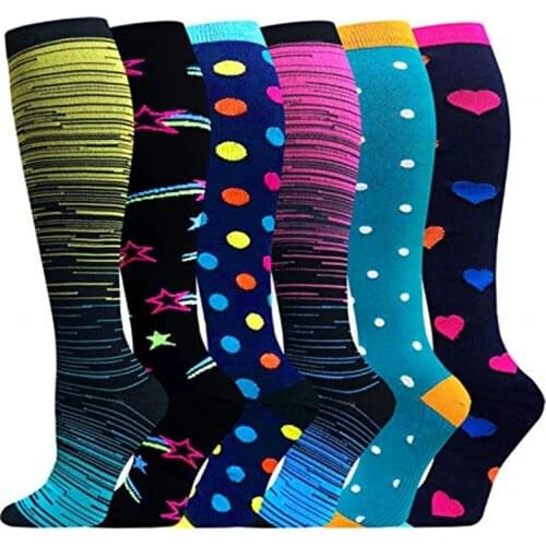3/5/6 Pairs/Pack Compression Stocking Women Knee High Edema Diabetes Varicose Veins Running Travel Sports Compression Socks