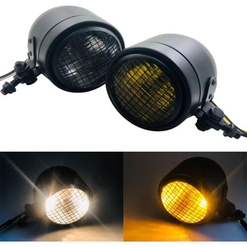 3.5 Inch Round Grill Motorcycle Headlamp Universal Old School Glass Lens Motorbike ATV Front Light For Yamaha Choppers Bobber