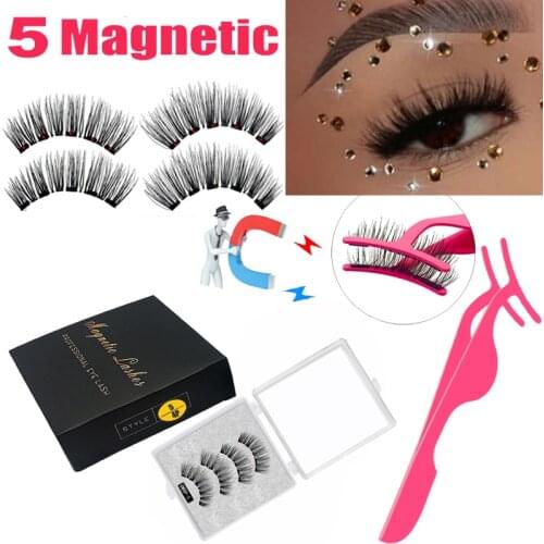 LEKOFO New 5 Magnetic Eyelashes 3D Magnet Mink Lashes Thick faux cils magnetique Natural Handmade Eye Lashes free False Eyelashe