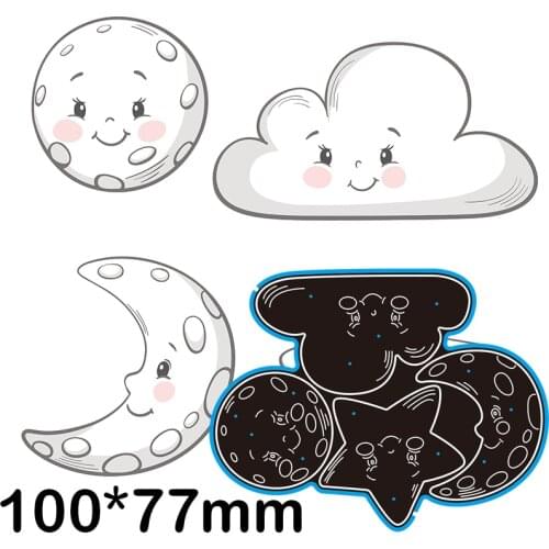 Metal DiesSun Moon Star and Cloud New Stencils DIY Scrap booking Paper Cards Craft Making Craft Decoration 100*77mm