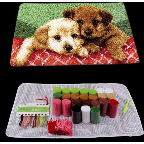 Square Carpet Latch Hook Kits - Animal Pattern Latch Hooking Rug Kits 50x30cm