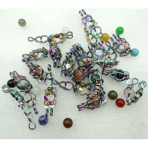 Natural Stone aventurine Quartz Crystal amethyst Lucky bead Titanium owl Pendant for Diy Jewelry Making necklace woman man 10PC