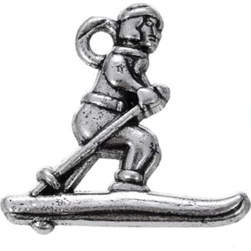 NEW 2021 Sporty skier single sided charm antique silver plated charms for jewelry making