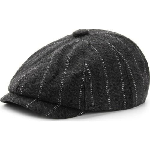 Men and women British retro woolen cap autumn and winter octagonal hats casual painter hat