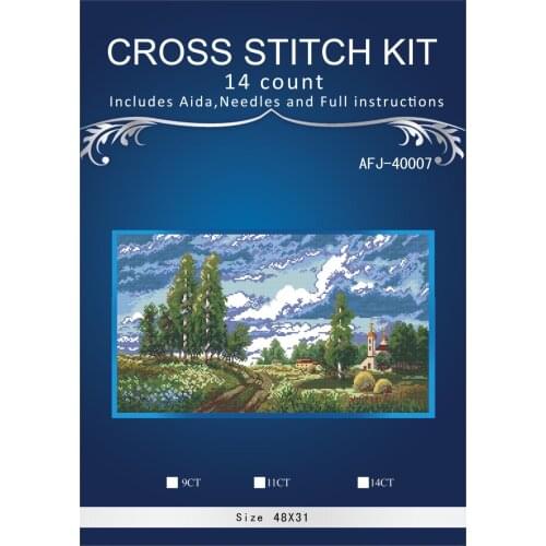 Oneroom Beautiful grassland scenery Embroidery Needlework Crafts 14CT Unprinted DMC DIY Quality Cross Stitch Kits Handmade