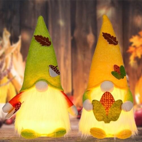 Autumn Fall Gnome Swedish Nisse Tomte Elf Dwarf with LED Light Thanksgiving Day Gift Farmhouse Tiered Tray Decor 124E