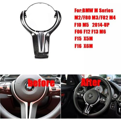 For BMW M Series M2/F80 M3/F82 M4/F10 M5 2014-/F06 F12 F13 M6/F15 X5M/F16 X6M Carbon Fiber Car Inner Steering Wheels Trim Cover