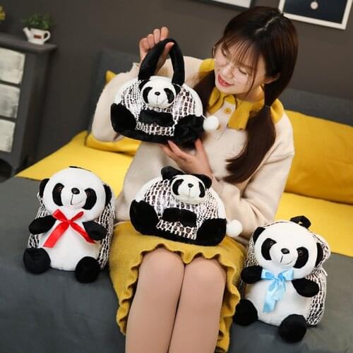 Panda Plush Backpack Girls Bags Boys Adjustable Schoolbags Handbag Stuffed Animal Bag Women Plush Cartoon Bags Childrens Gift