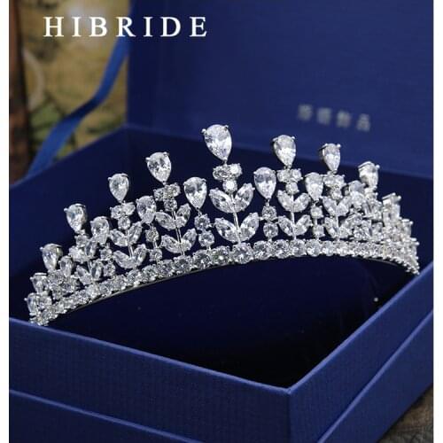 Full AAA CZ Tiara King Crown Wedding Hair Jewelry Micro Pave Party Headpiece Women Birthday Bridal Accessories HC0001