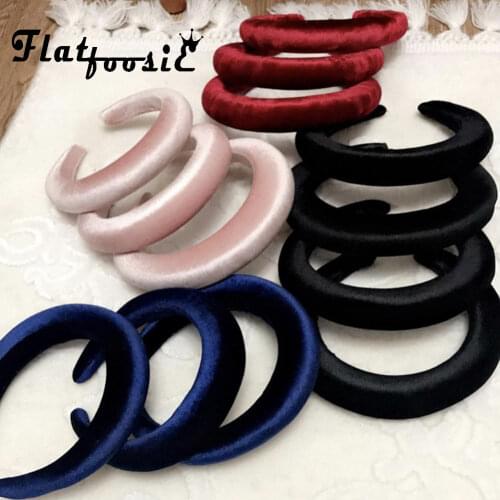 Flatfoosie Velvet Women Headband Head Woman 4.5CM Wide Plastic Hairband Fashion Headwear Bohemian Charm Hairband