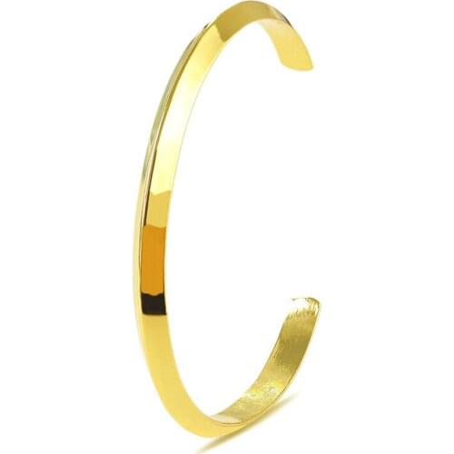 Simple Style C Shape Golden Silver Plated Black Metallic Opening Bracelets & Bangles for Women