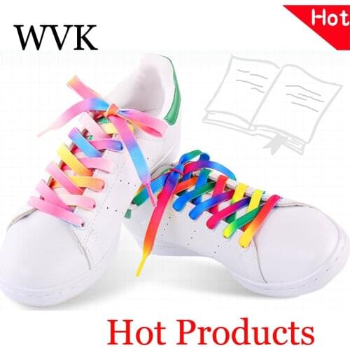 Rainbow Shoelaces Fashion Flat Laces for Sneaker Casual Canvas Shoe laces Shoes accessories Colorful Print Gradient Shoelace