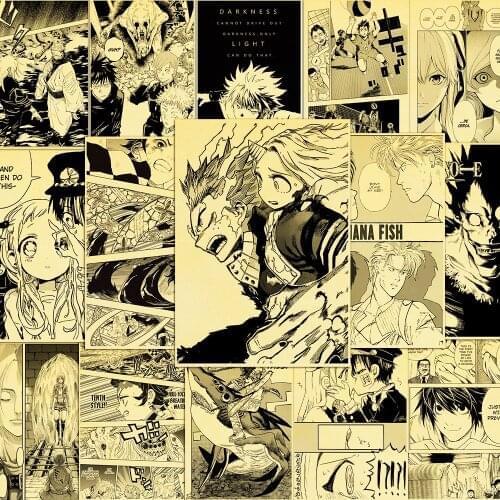 Retro Poster Popular Classic Black and White Animation Collection Kraft Paper Sticker DIY Home Bar Cafe Gift Art Wall Painting