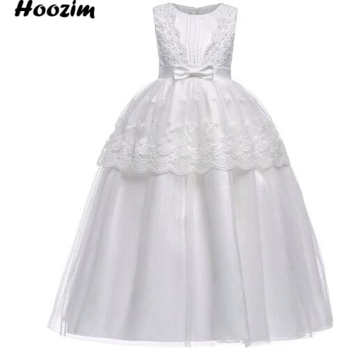 Luxury White Embroidery Pageant And Wedding Party Dress Girls 3 To 10 Years Princess Rhinestone Evening And Prom Dresses Child