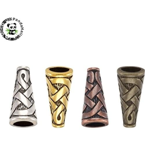 Pandahall 20-50pcs/Set Tibetan Style Cone Alloy Bead Caps for Jewelry Findings Making Components Mixed Color 18x8x8mm Hole: 1mm