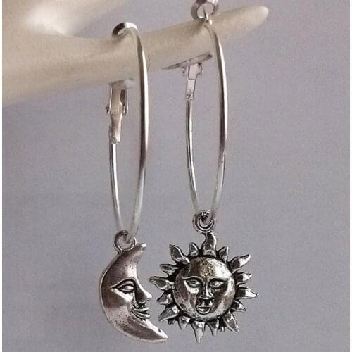 Sun And Moon Earrings Celestial Asymmetrical Witch Jewelry Women Gift 2020 New Delicate Beautiful Crescent Wholesale Statement